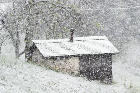 小木屋, 雪, 山, 冬天