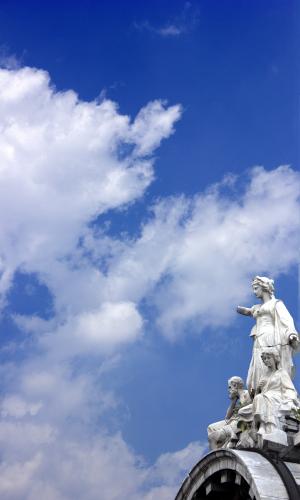 sculputure, 蓝色, 希腊语, 墨西哥, 天空, 云彩, 景观