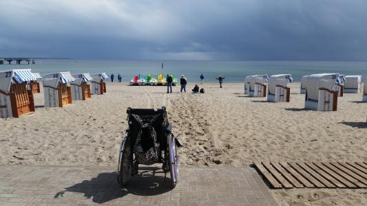 海滩, 沙滩椅, 海, 轮椅, 沙子, 假日, 波罗地海