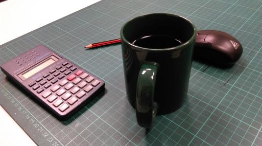 办公室, 计算机, 咖啡, 鼠标