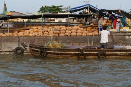 越南, 湄公河, 湄公河三角洲, 乘船旅行, 河, 市场, 浮动市场