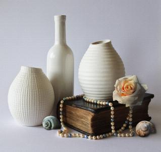 静物, 花瓶, 装饰, 陶瓷, 白色, 花瓶, 工艺