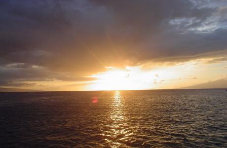 夏威夷, 日落, 考艾岛, 热带, 海洋, 天堂