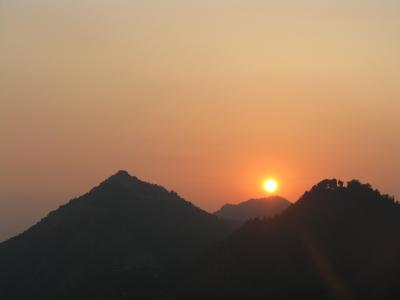 橙色日落, 山脉, 马苏里, 偕, 喜马拉雅山, 自然, 印度