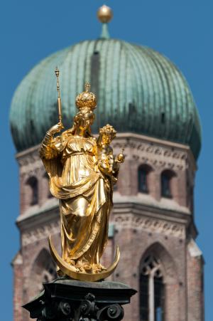 慕尼黑, 圣母教堂, 玛利亚广场, 雕像, 巴伐利亚, 大会堂, 洋葱式圆顶
