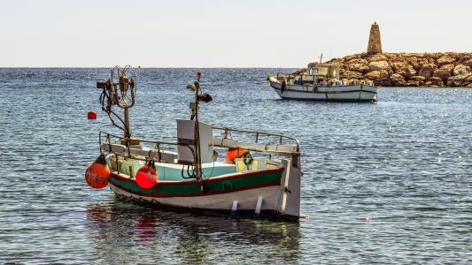 小船, 港口, 捕鱼住房, 海, 传统, 奥尔米季亚, 塞浦路斯