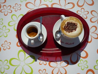 咖啡, t, 多彩, 夏季, 意大利, 两个, 勺子