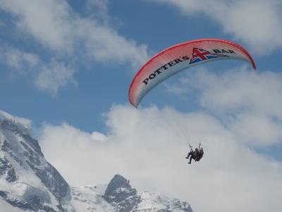 滑翔伞, 滑翔伞, 飞行员, 漂浮帆船, 瑞士, 瓦莱州, 山脉