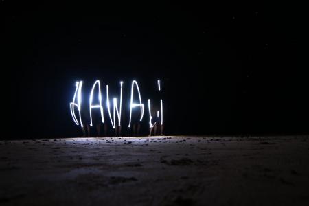 白色, 夏威夷, 霓虹灯, 光, 标牌, 晚上, 长时间曝光