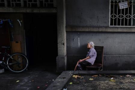 孤独, 奶奶, 坳, 退休, 街道, 中国, 人