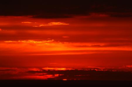 日落, 炽烈的天空, 红色, 橙色, 地平线, 暮光之城, 科特迪瓦蓝色海岸