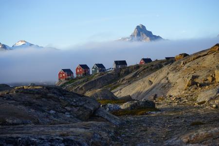 tasiilaq, 格陵兰岛, 东格陵兰, 家园, 别墅, 景观, 雾