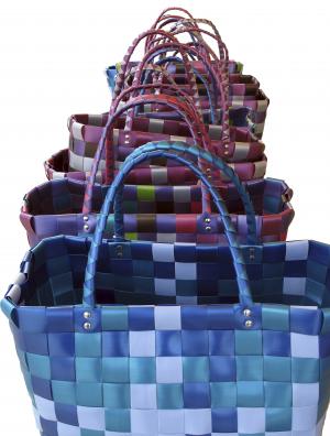 袋, 购物篮, 编织, 在行, 多彩, 分离, 柳条