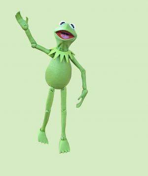 克米特, 青蛙, 木偶, 行动图, 绿色, 挥舞着, 你好
