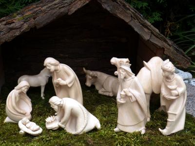 圣诞节, 来临, 诞生场面, 婴儿床, 玛丽亚, 约瑟夫, 耶稣