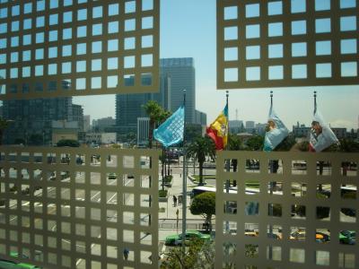 旗帜, 安全, 国旗, 窗口, 视图, 城市, 洛杉矶