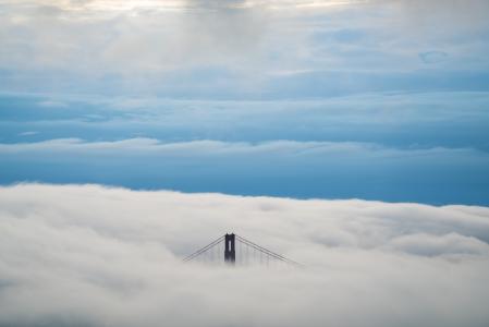 桥梁, 云彩, cloudscape, 天空, 悬索桥