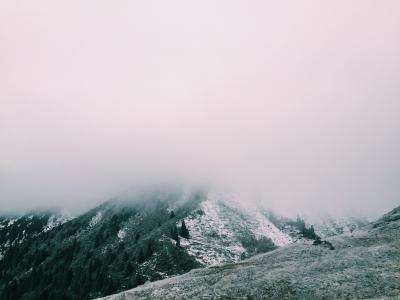 雾, 山脉, 自然, 山, 雪, 冬天, 景观