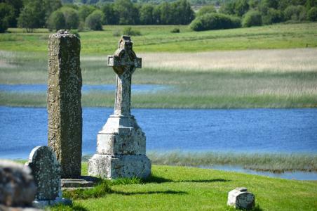 河, 高十字, 爱尔兰, 十字架, 坟墓, 公墓, 墓碑