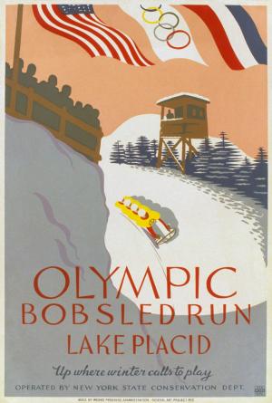 奥林匹克运动会, 雪橇, 四人, 1932, 海报