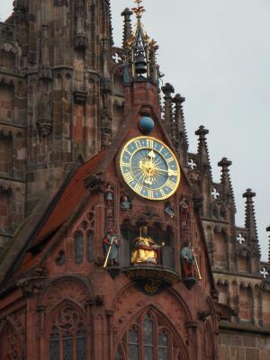 纽伦堡, sebaldskirche, 屋顶, 时钟, 金, 黄金, 光明
