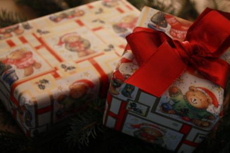 礼物, 作, 圣诞节, 包装纸, 泰迪, 回路, 包