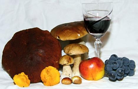 秋天, 食品, 苹果, 蘑菇, 红色, 葡萄酒, 黑色