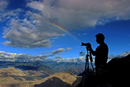 相机, 云彩, 单反相机, 山脉, 山脉, 人, 摄影师
