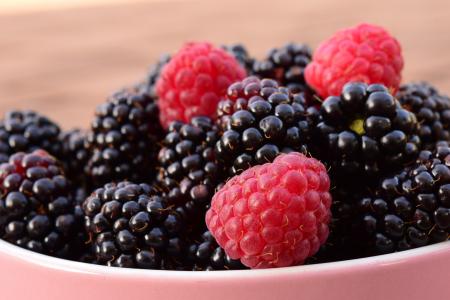 覆盆子, 黑莓, 水果, 浆果, 甜点, 碗里, 美味