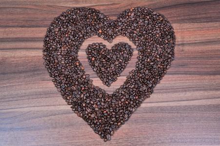 咖啡, 心, 咖啡豆, 爱咖啡, 热的爱, 双心