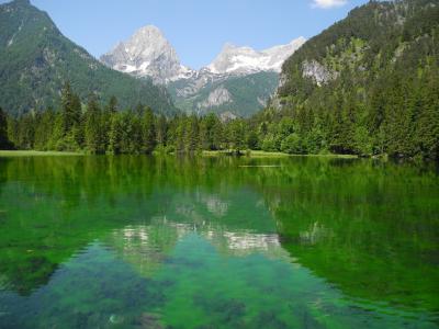 水域, 湖, 绿色, 高山, 山脉, 景观, 奥地利