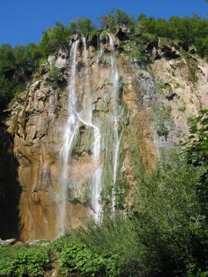 瀑布, plitviche, 水, 岩石, 陡峭, 景观