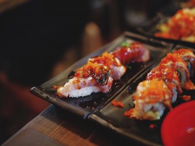 寿司, 食品, 虾, 大米, 板, 日语, 餐厅