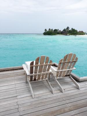 四个季节, 寒意, 马尔代夫, 海, 海滩, 水, 椅子