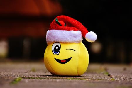 圣诞节, 笑脸, 有趣, 笑, 传情动漫, 圣诞老人的帽子