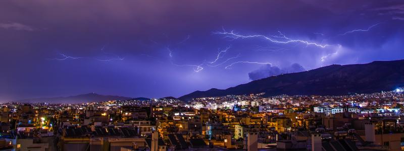 照明, 雅典, 风暴, 希腊, 天空, 雷, 闪电