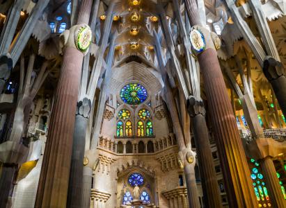 圣家族大教堂, 巴塞罗那, 西班牙, 彩色玻璃, 教会, 宗教, 建筑