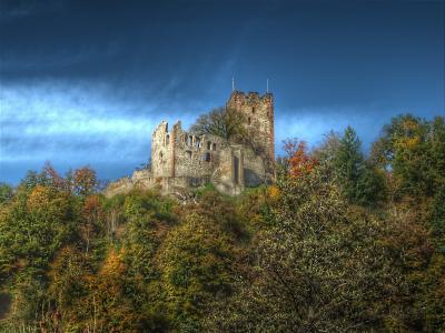 蜂窝城堡, waldkirch, 秋天, 城堡, burgruine, 塔, 天空