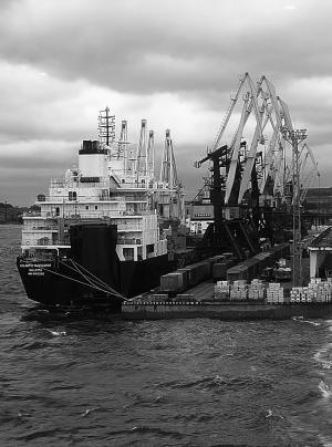 端口, 船舶, 黑色和白色, 彼得 ·, 俄罗斯, 港口, 商业码头