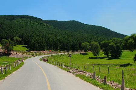 道路, 前面, 草原, 朝圣者的进步, 距离, 蓝蓝的天空, 内蒙古
