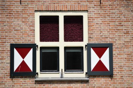 窗口, 百叶窗, 传统, 历史, 荷兰, 首页, 建筑