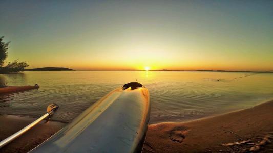 夏季, 皮划艇, 日落, 巴西, 哥斯达黎加, 海滩, 阳光的光芒
