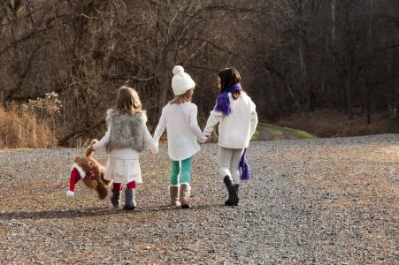 圣诞节, 姐妹们, 行走, 冬天, 秋天, 自然, 毛绒玩具的熊