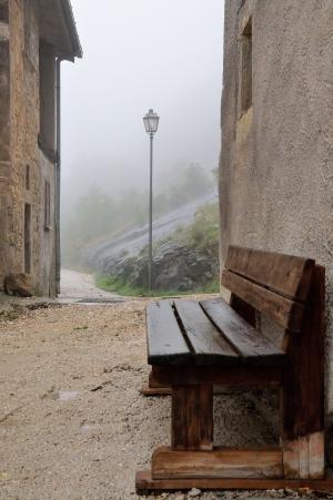 板凳, 一瞥, 雾, 孤独, 山