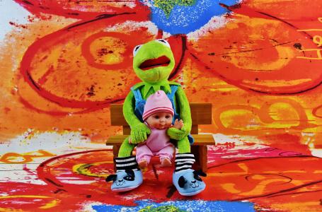 克米特, 青蛙, 宝贝, 娃娃, 毛绒玩具, 软玩具, 玩具