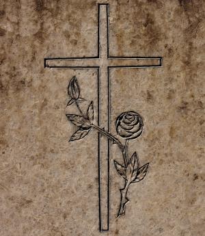 十字架, 花岗石平板, 模式, 玫瑰, 灰色, 石头, 墓碑