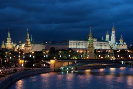 莫斯科, 晚上, 俄罗斯, 克里姆林宫, 晚上张照片, 苏联, 从历史上看