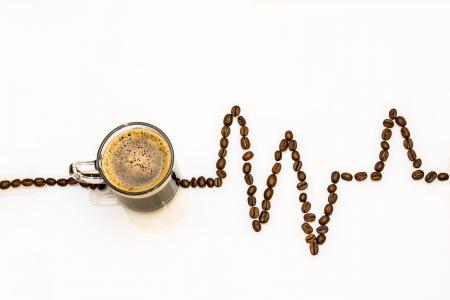 咖啡杯, 咖啡, 杯, 咖啡豆, 心电曲线, 咖啡泡沫, 来接我