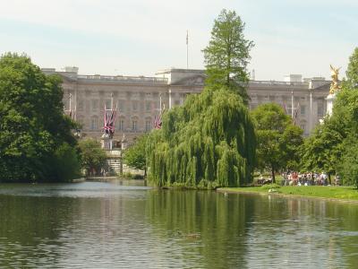 白金汉宫, 桥梁, 圣詹姆斯, 公园, 伦敦, 水, 著名