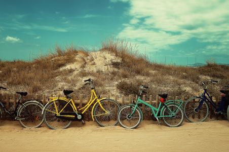 四, 城市, 自行车, 棕色, 土壤, 运输, 自行车